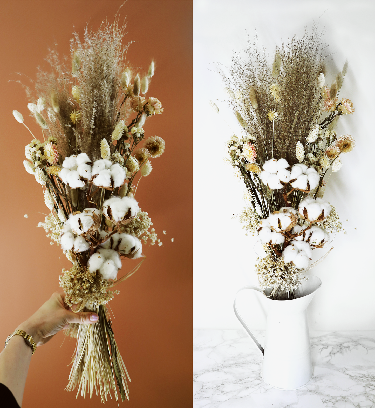 Trockenblumenstrauß mit Baumwolle "Boho Love"