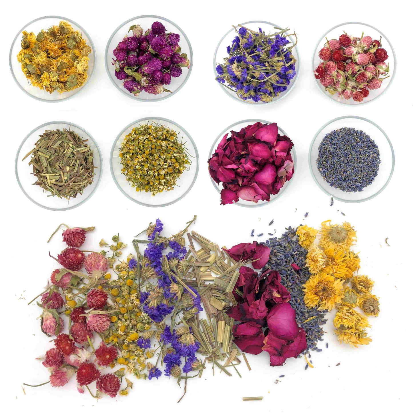 Blütenset aus acht getrockneten Blumensorten