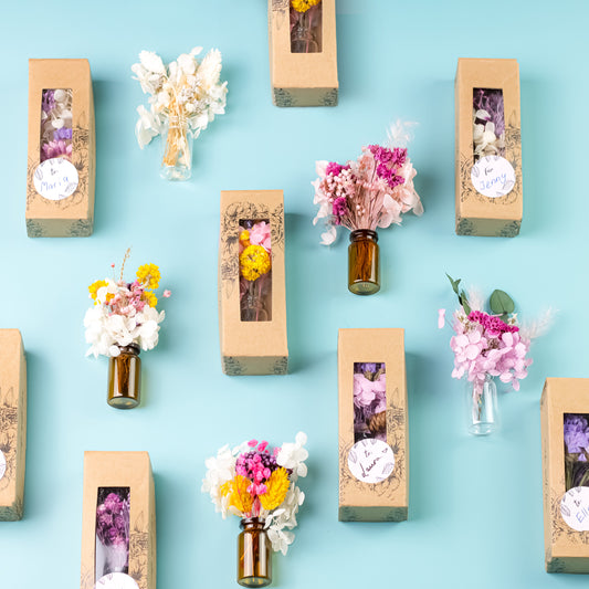 Mini Bouquets mit Vase und Geschenkverpackung