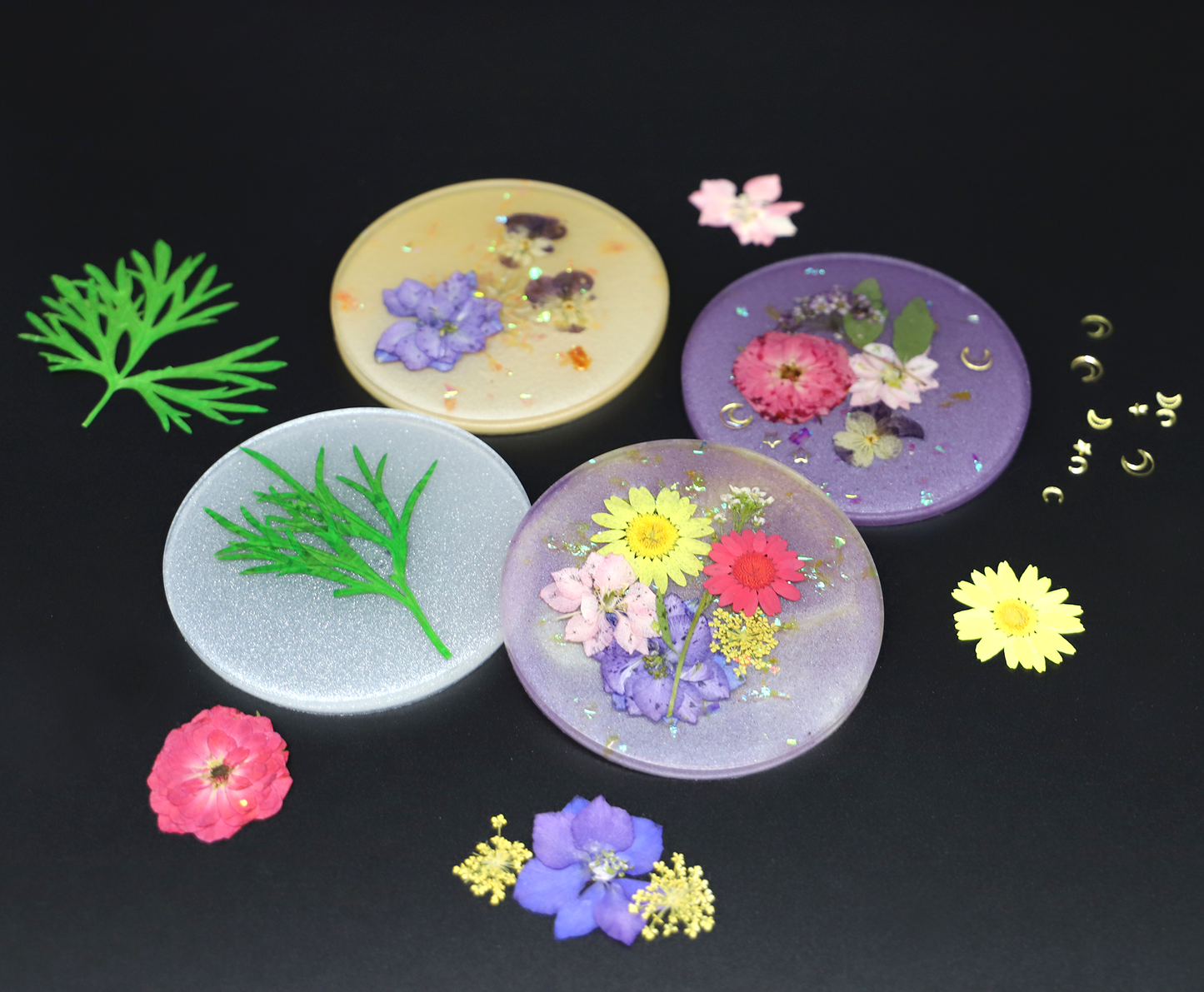 Epoxidharz Set für Untersetzer mit gepressten Blumen