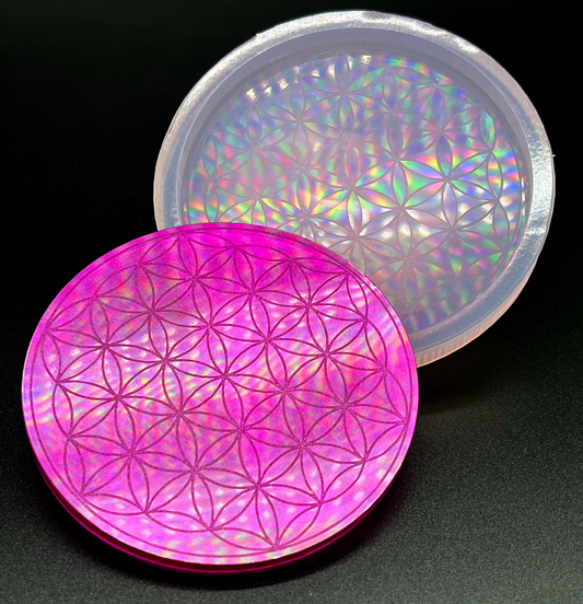 Silikonform Blume des Lebens mit Hologramm Effekt
