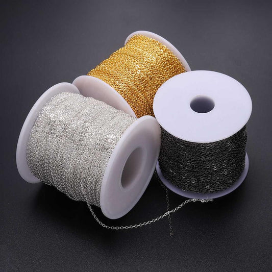 5 Meter Kette (silber, schwarz, gold, bronze)