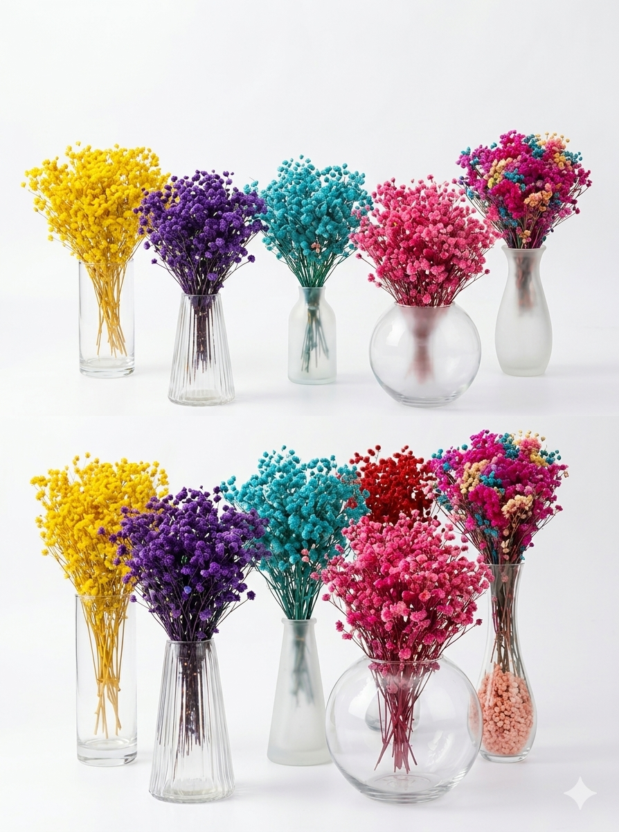 Getrocknetes filigranes Schleierkraut in zarten Farben (Bund)