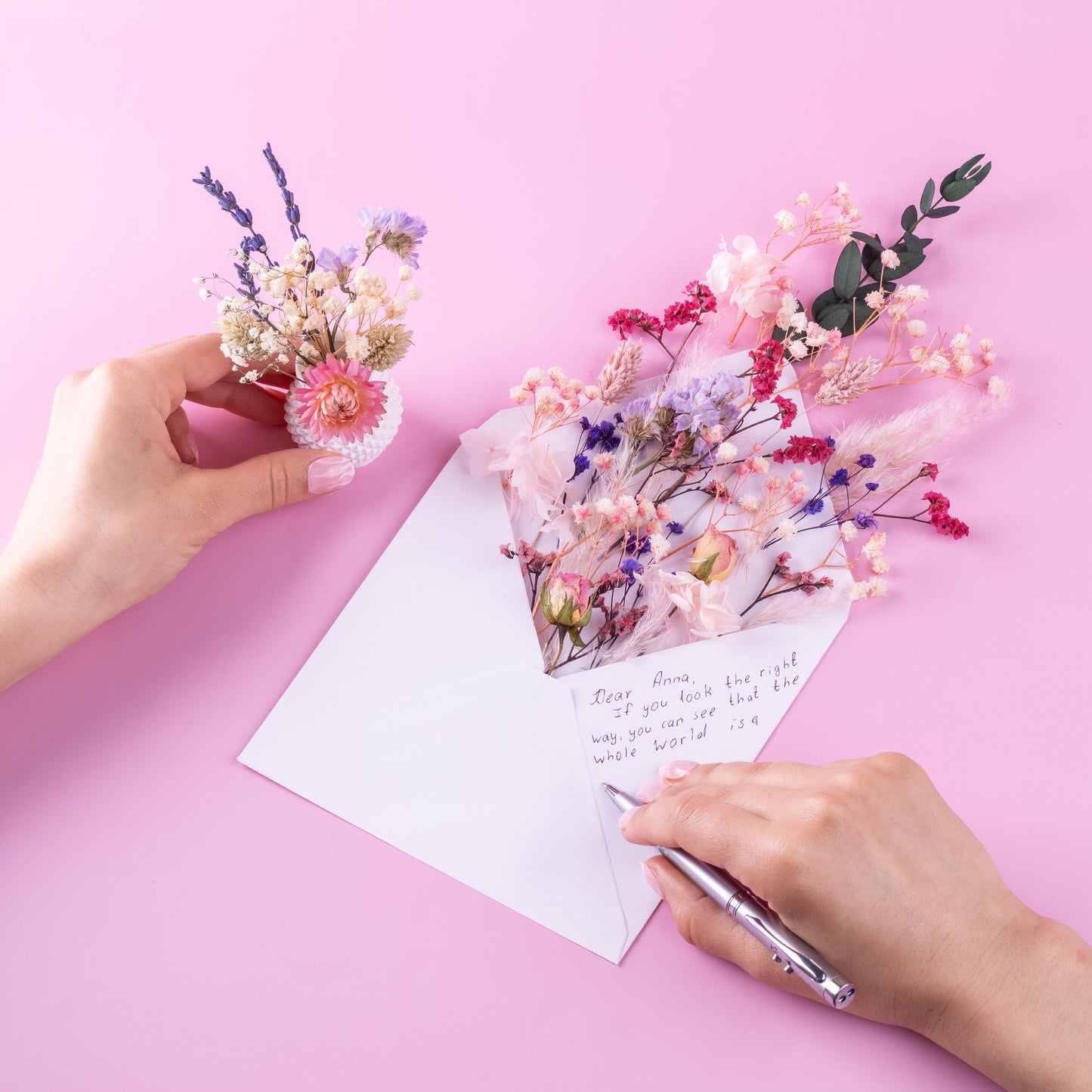 Mini Bouqet mit Vase - Trockenblumen Dekoration