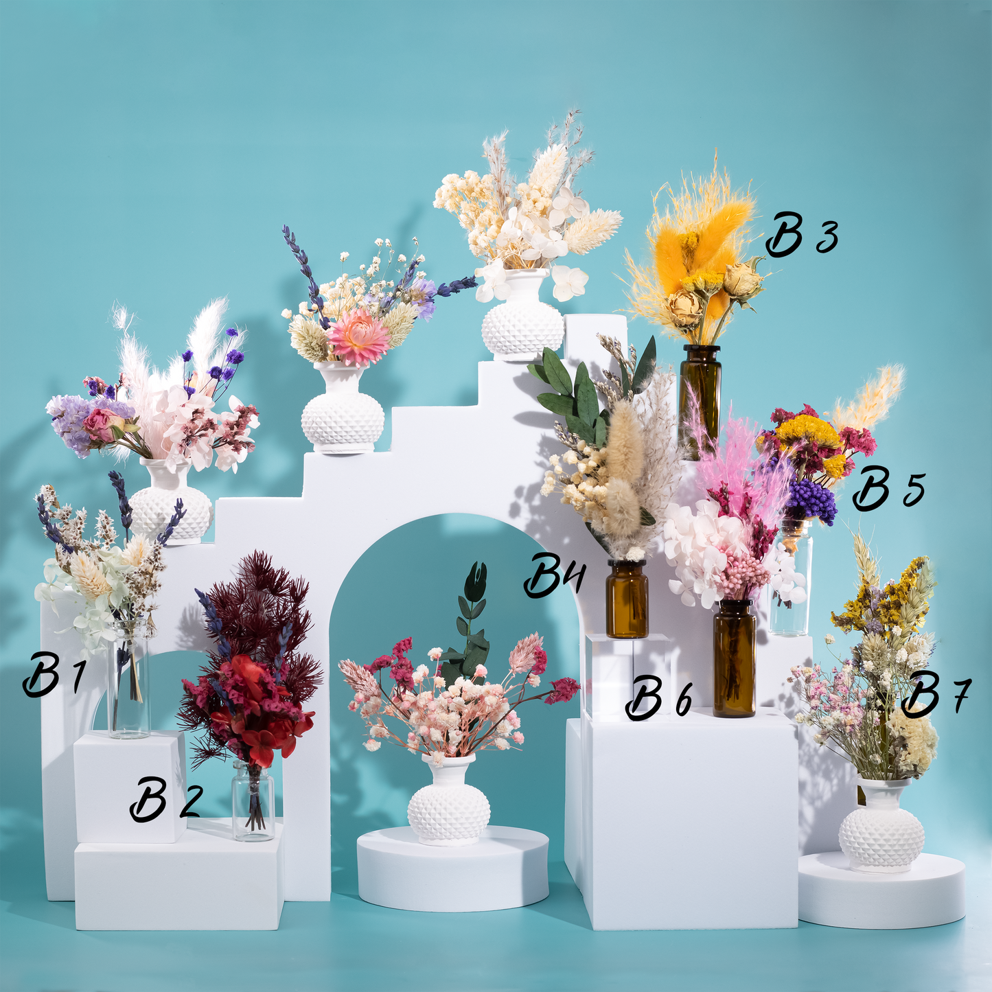 Kleiner Blumenstrauß mit Vase und Geschenkverpackung - Geschenk für Hochzeit und Geburtstag