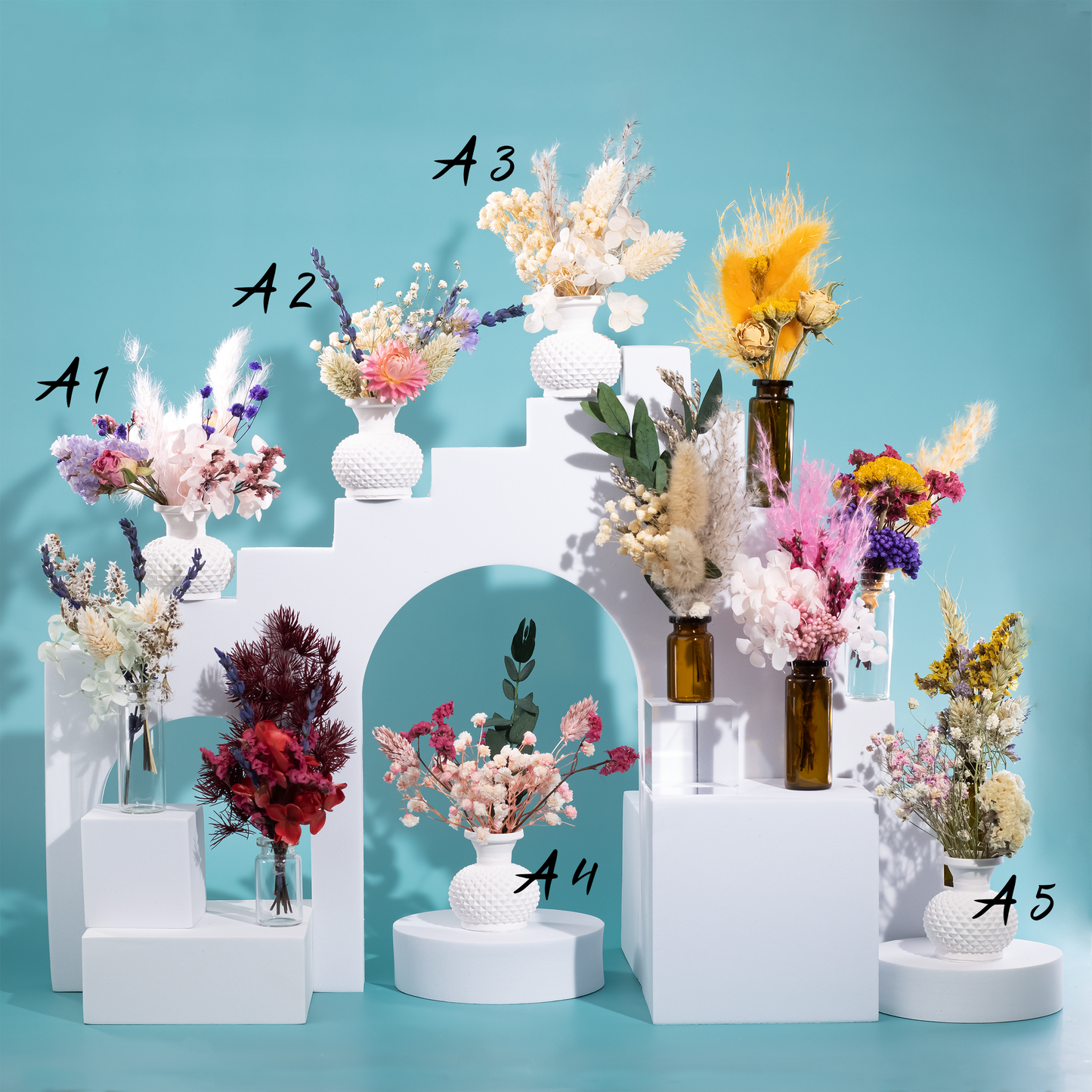 Mini Bouqet mit Vase - Trockenblumen Dekoration