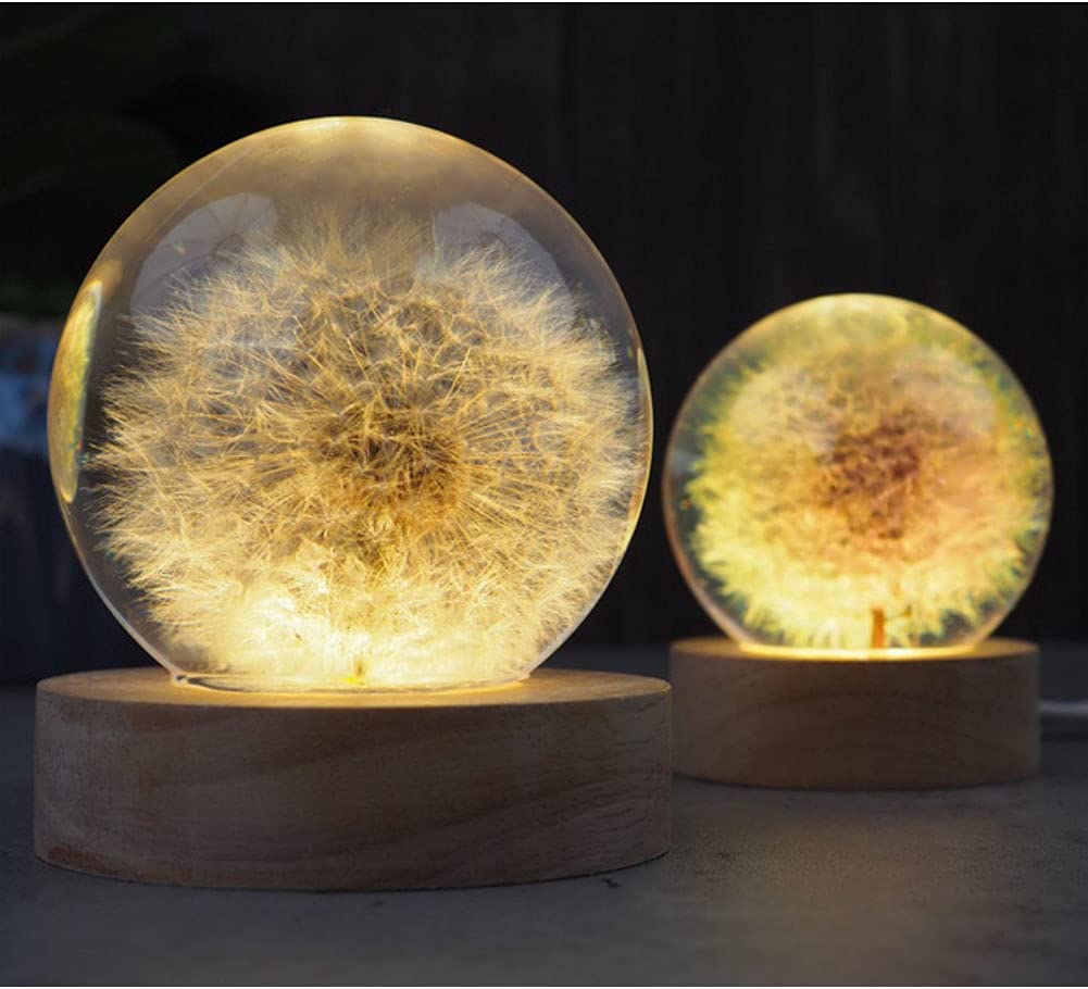 Silikonform Nachtlicht mit Standfuß aus Holz und LED Licht