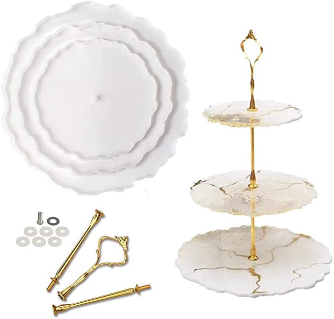 Komplettes Etagere Set mit Silikonformen und Halterung