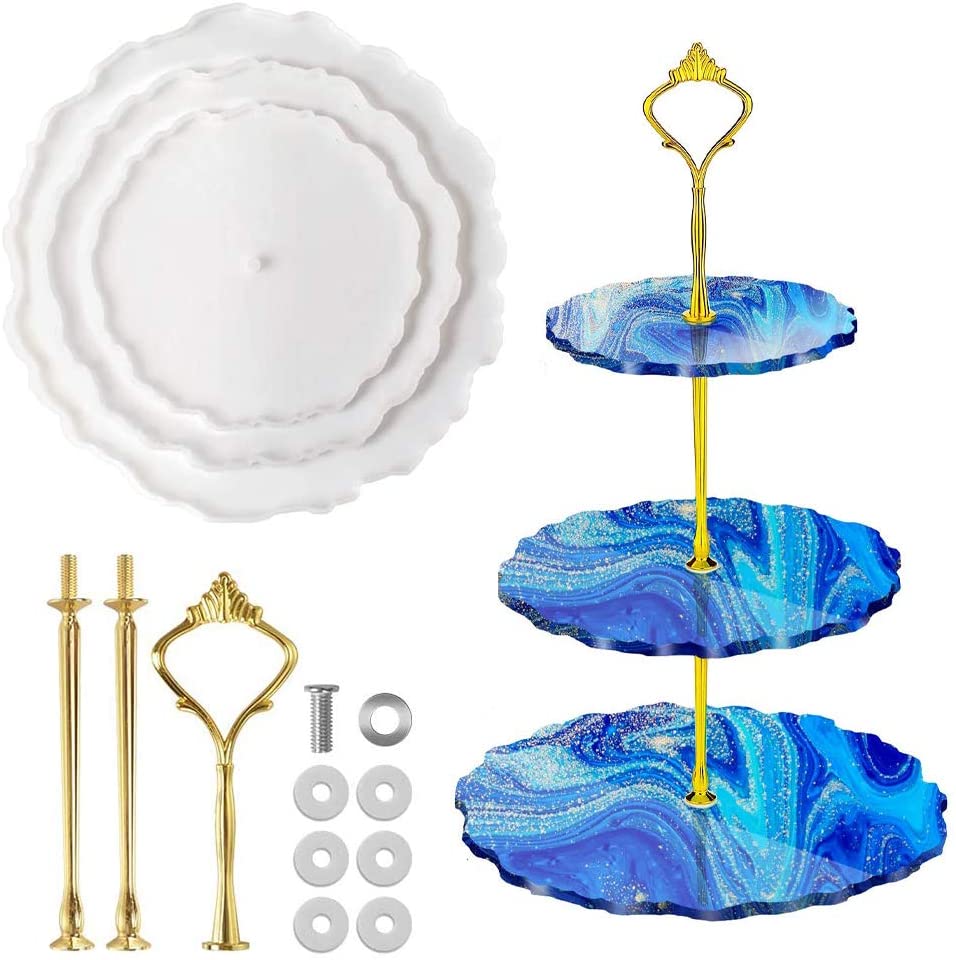 Komplettes Etagere Set mit Silikonformen und Halterung