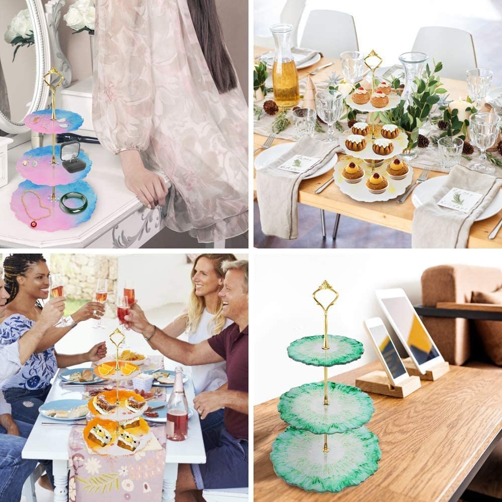 Komplettes Etagere Set mit Silikonformen und Halterung