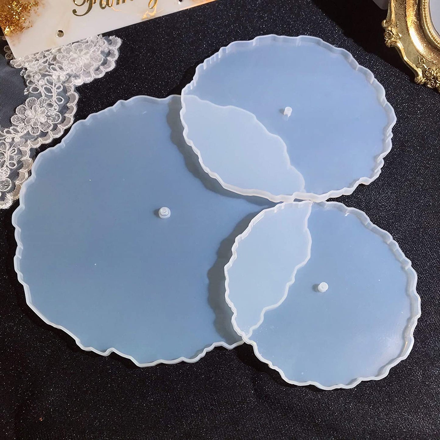 Komplettes Etagere Set mit Silikonformen und Halterung