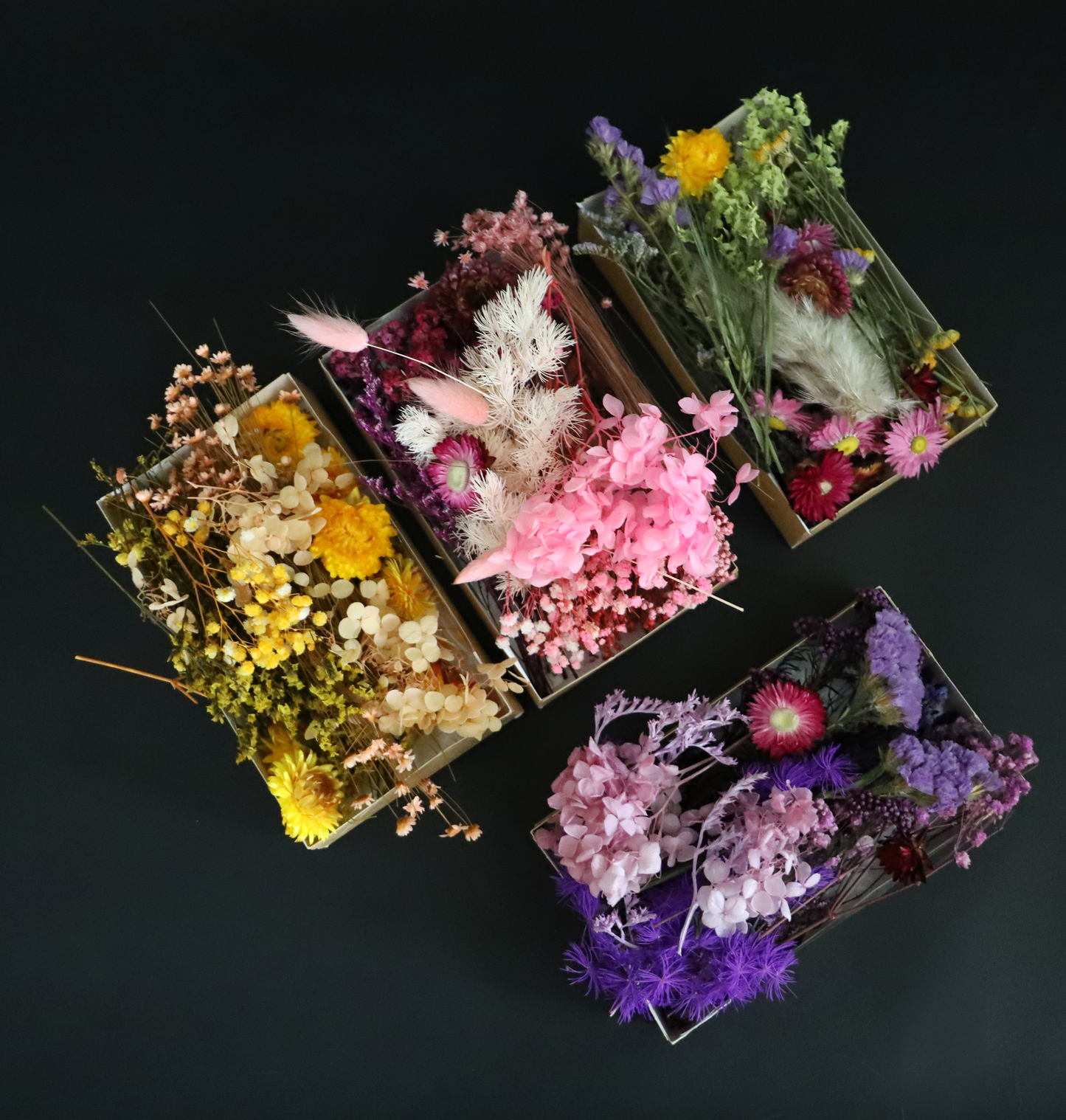 Box mit getrockneten Blumen – Farblich abgestimmter Mix