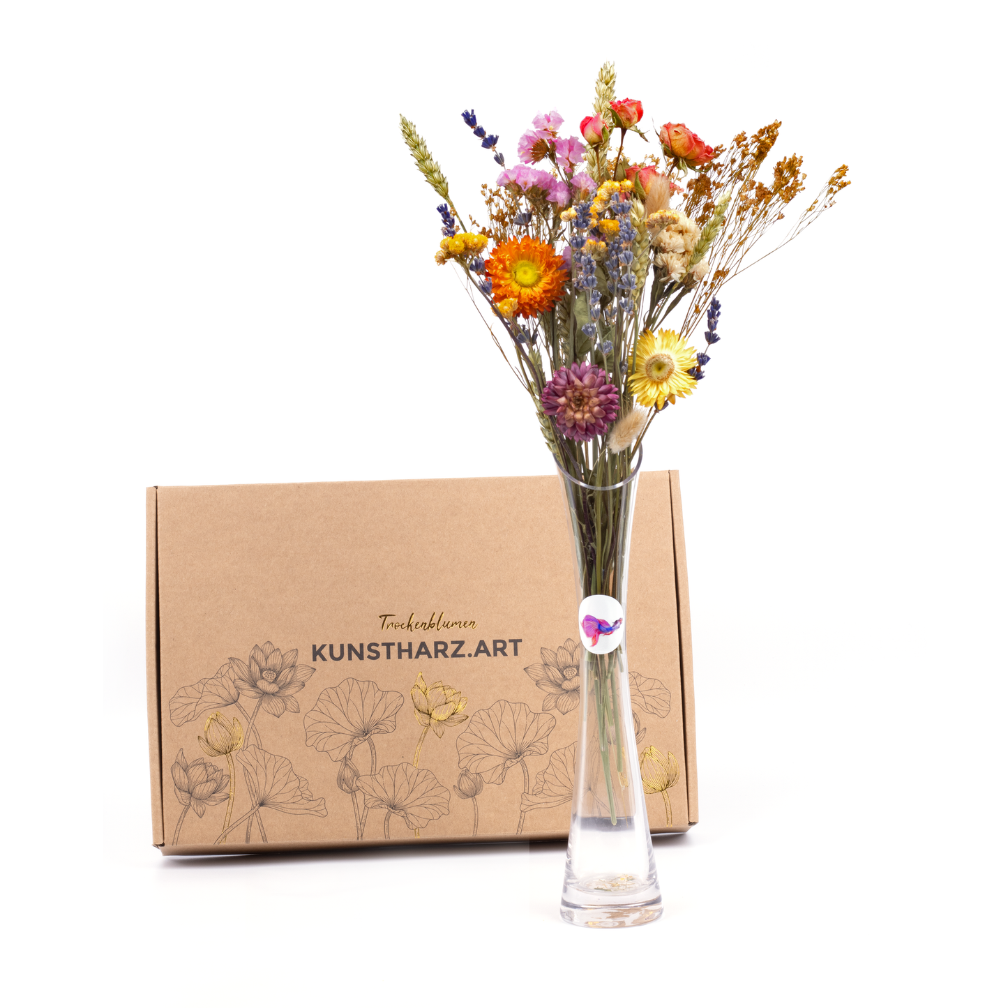 Trockenblumenstrauß in Geschenkverpackung