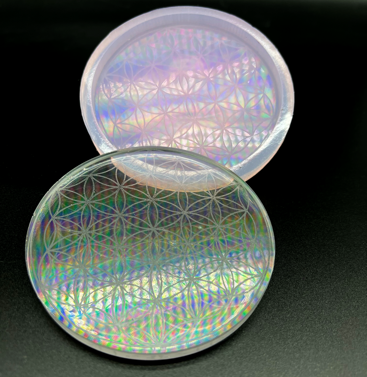Silikonform Blume des Lebens mit Hologramm Effekt