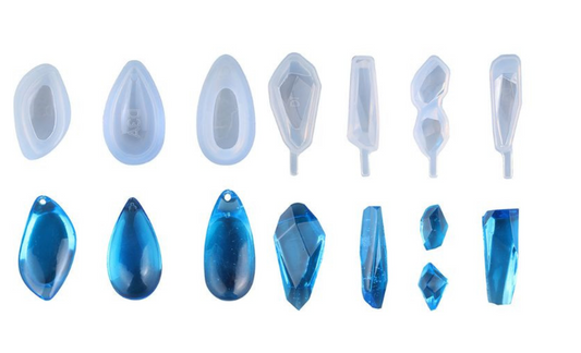 7 Silikonformen Set: Kristalle und Tropfen